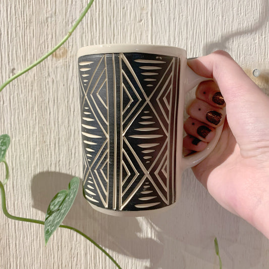 Carved Geometric Mug