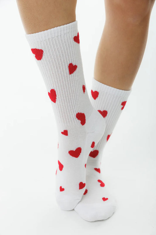 Long Ribbed Heart Socks