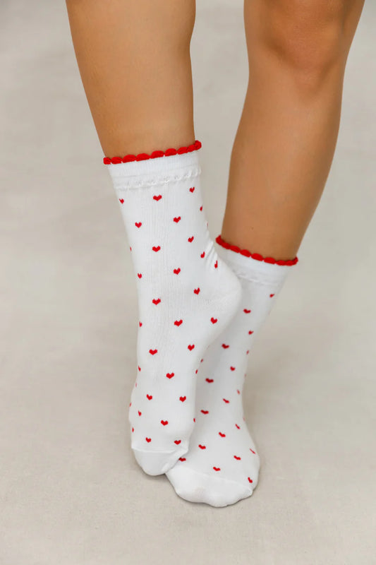 White Socks With Red or Black Hearts